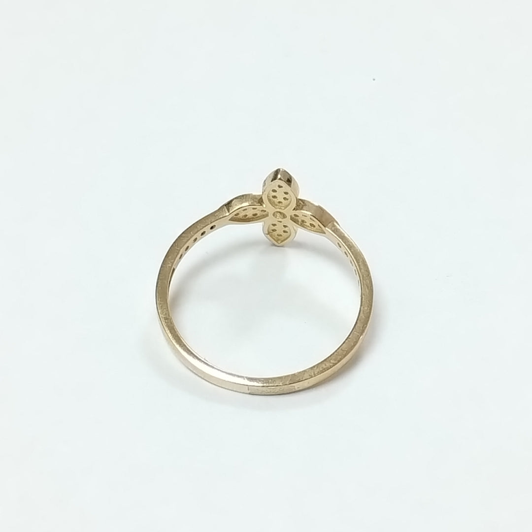 ANILLO ANILLITO FLOR C CIRCONIAS 14K 9 TALLA 2 GR (NUEVO)