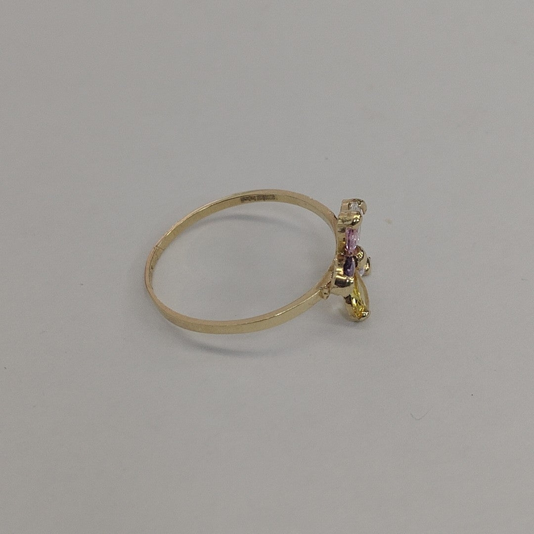 ANILLOS FORMA FLOR CON PIEDRAS DE COLOR 14K TALLA 7.5 1.4 GR (NUEVO)