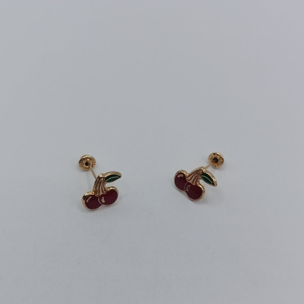BROQUELES BROQUE FIG CEREZA C ESMALTE 14K 0.2203 GR (NUEVO)