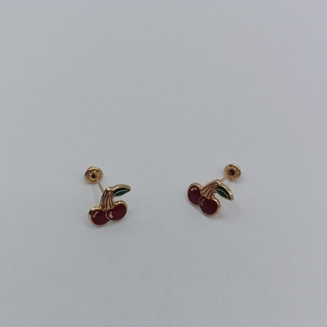 BROQUELES BROQUE FIG CEREZA C ESMALTE 14K 0.2203 GR (NUEVO)