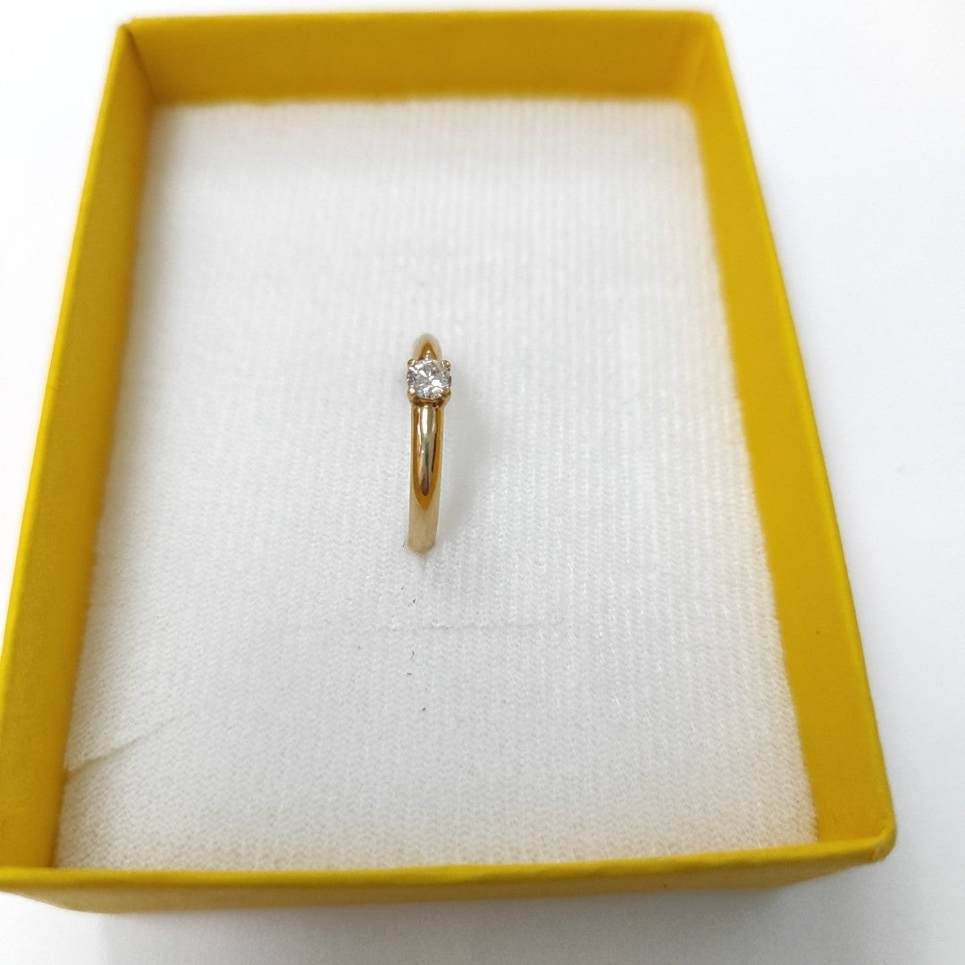 ANILLO SOLITARIO CON DIAMANTE CORTE BRILLANTE 0.16CTS LM SI2, 14K 1.7 G (NUEVO)