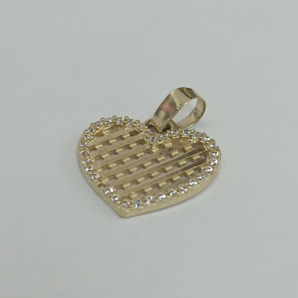 DIJE CORAZON CON CIRCONIAS 14K 1.1 GR DCR 04 (NUEVO)