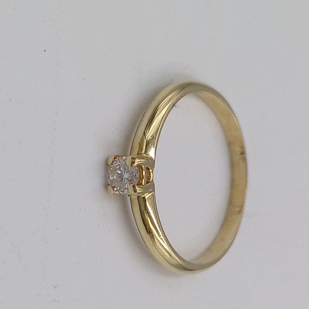 ANILLO SOLITARIO CON DIAMANTE CORTE BRILLANTE 0.16CTS LM SI2, 14K 1.8 G (NUEVO)