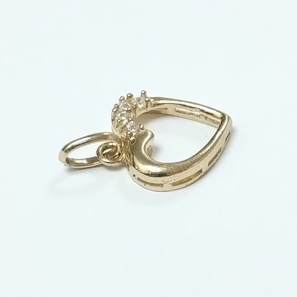 DIJE CORAZON CON CIRCONIAS 14K 1.4 GR (NUEVO)