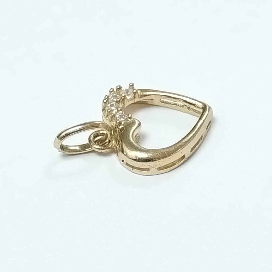 DIJE CORAZON CON CIRCONIAS 14K 1.4 GR (NUEVO)