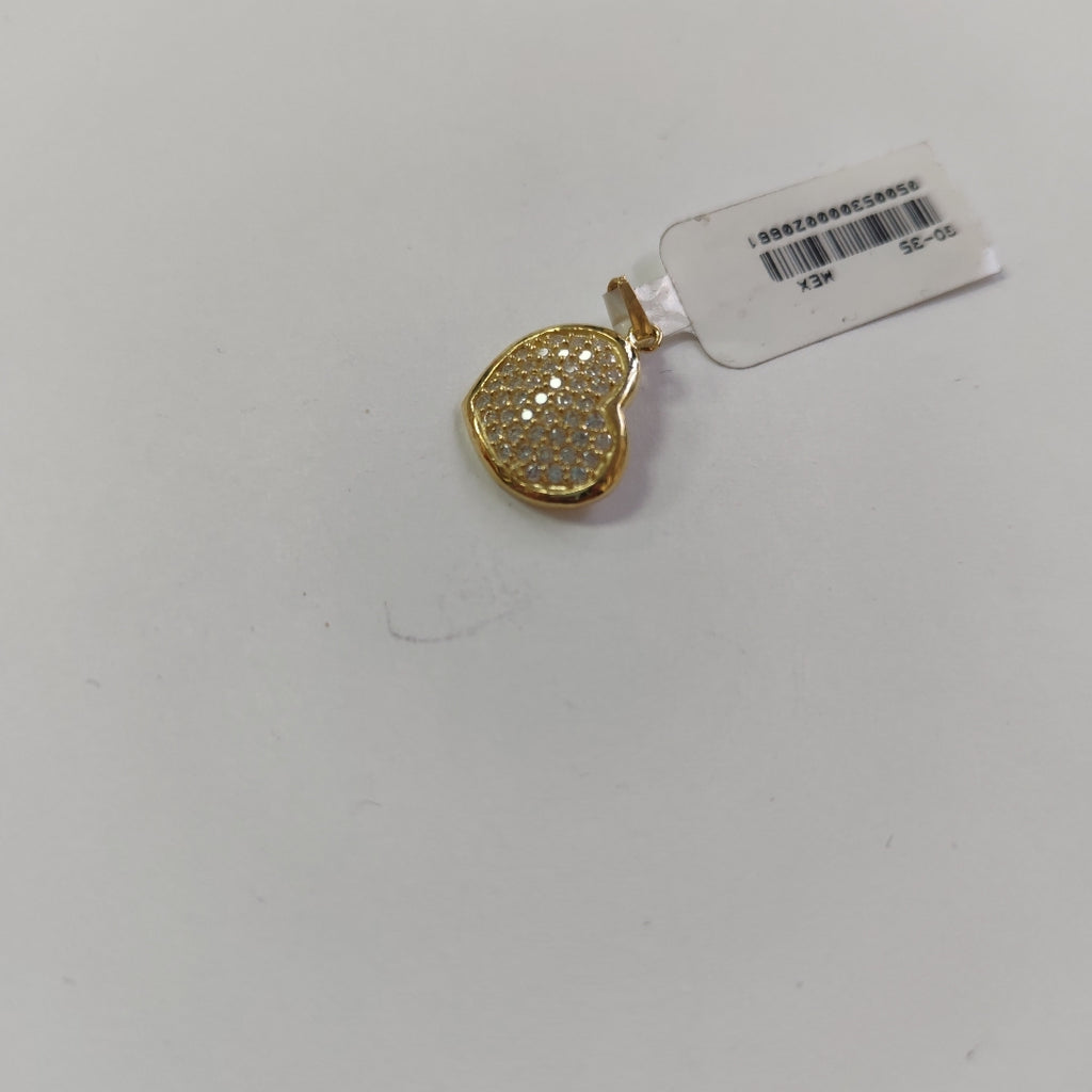 DIJE TEJIDO CORAZON CON CIRCONIAS 14K 1.8 GR (NUEVO)