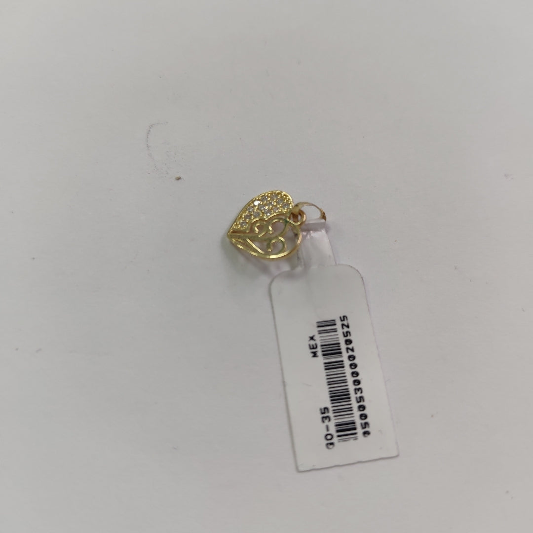 DIJE TEJIDO CORAZON CON CIRCONIAS Y ARBOL DE LA VIDA 14K 0.8 GR (NUEVO)