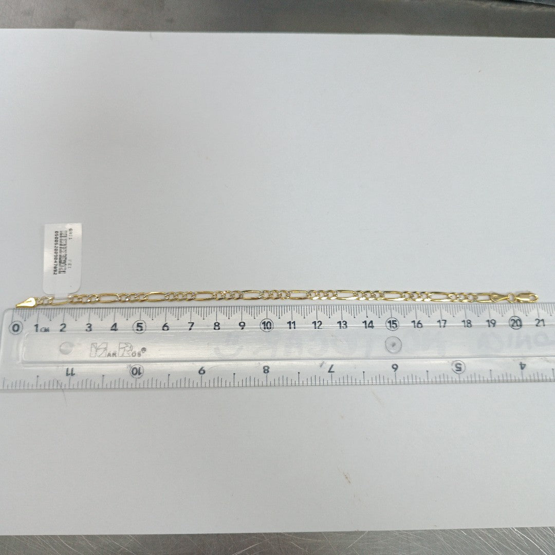 PULSERA TEJIDO 3X1 DIAMANTADA 10K 21CM 4.5GR FIGEROPAVE100 (NUEVO)