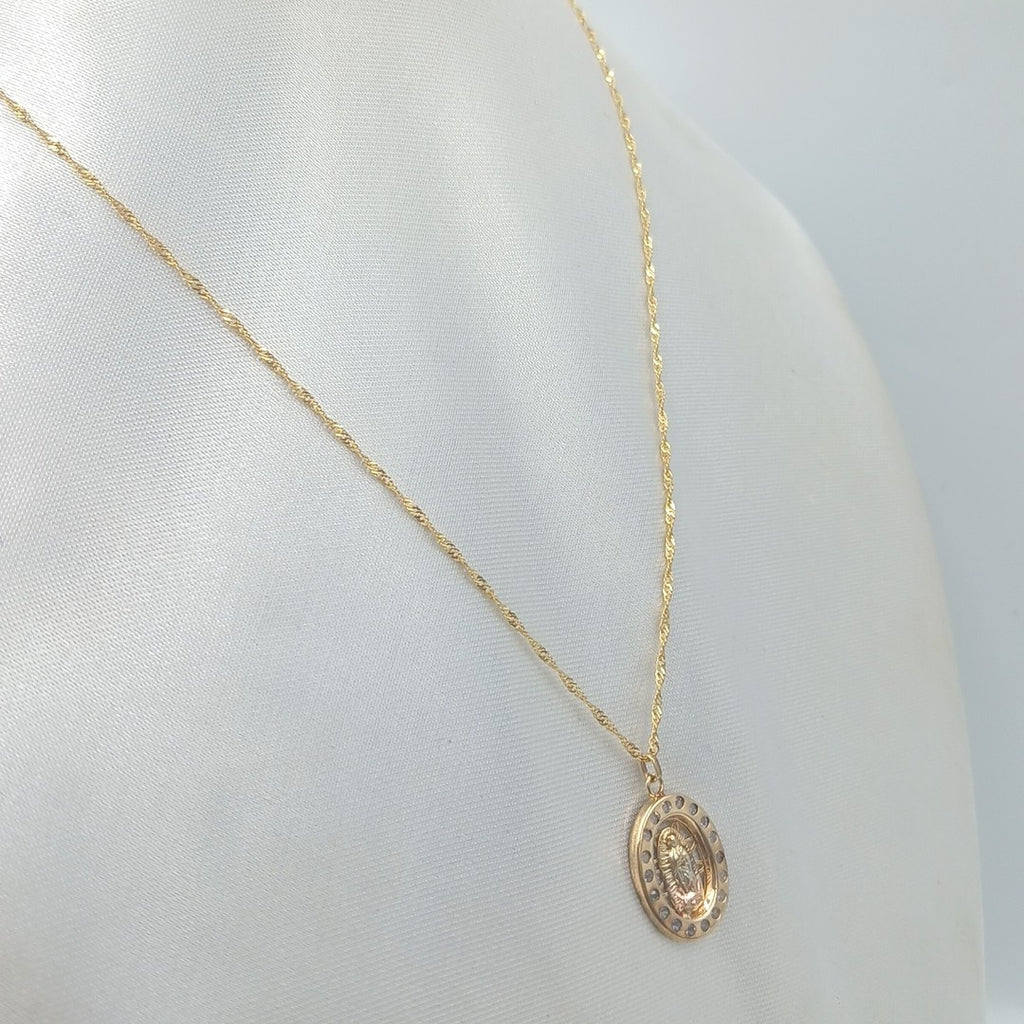 CADENA, MEDALLA RELIGIOSA ORO 10 K 2 GRMS (SEMINUEVO)