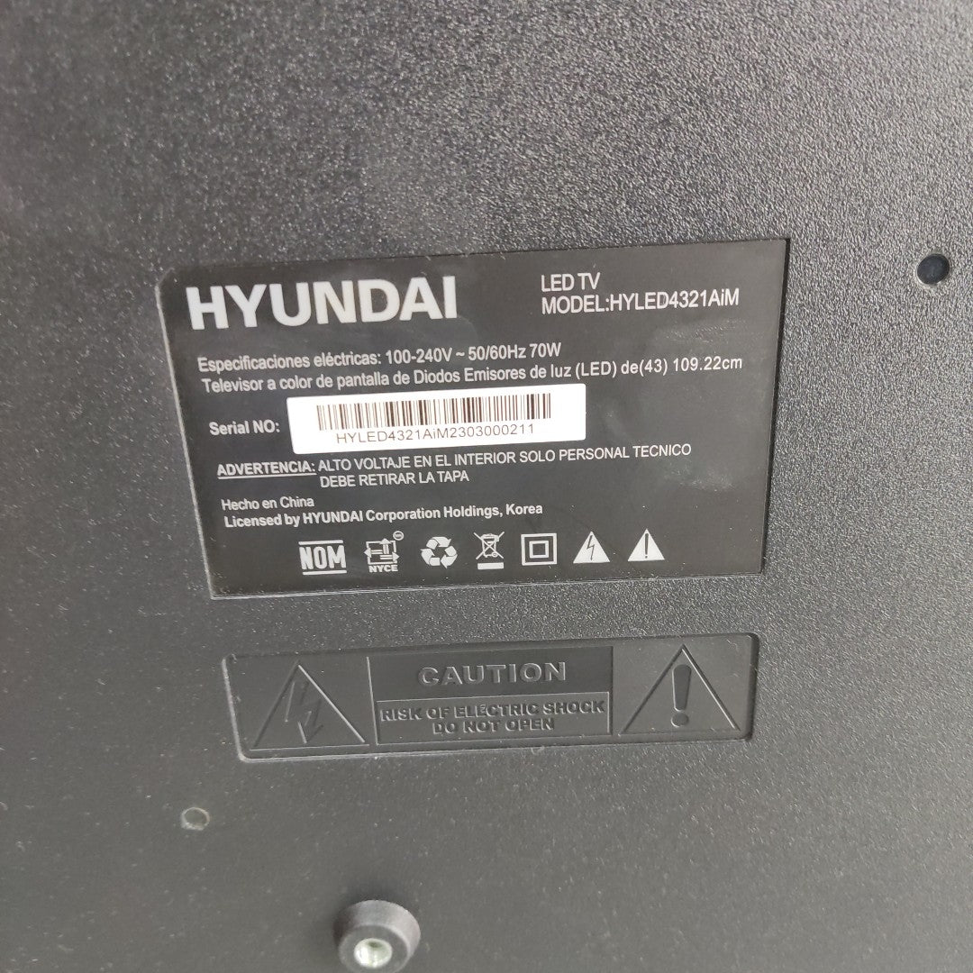 PANTALLA HYUNDAI HYLED4321AIM 43" LED FULL HD (SEMINUEVO)