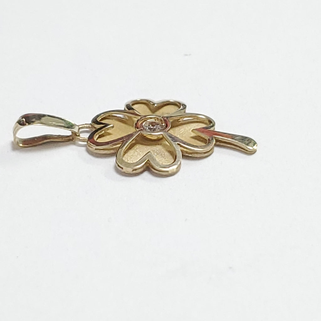 DIJE FIG TREBOL C CIRCONIA 14K 0.8 GR (NUEVO)