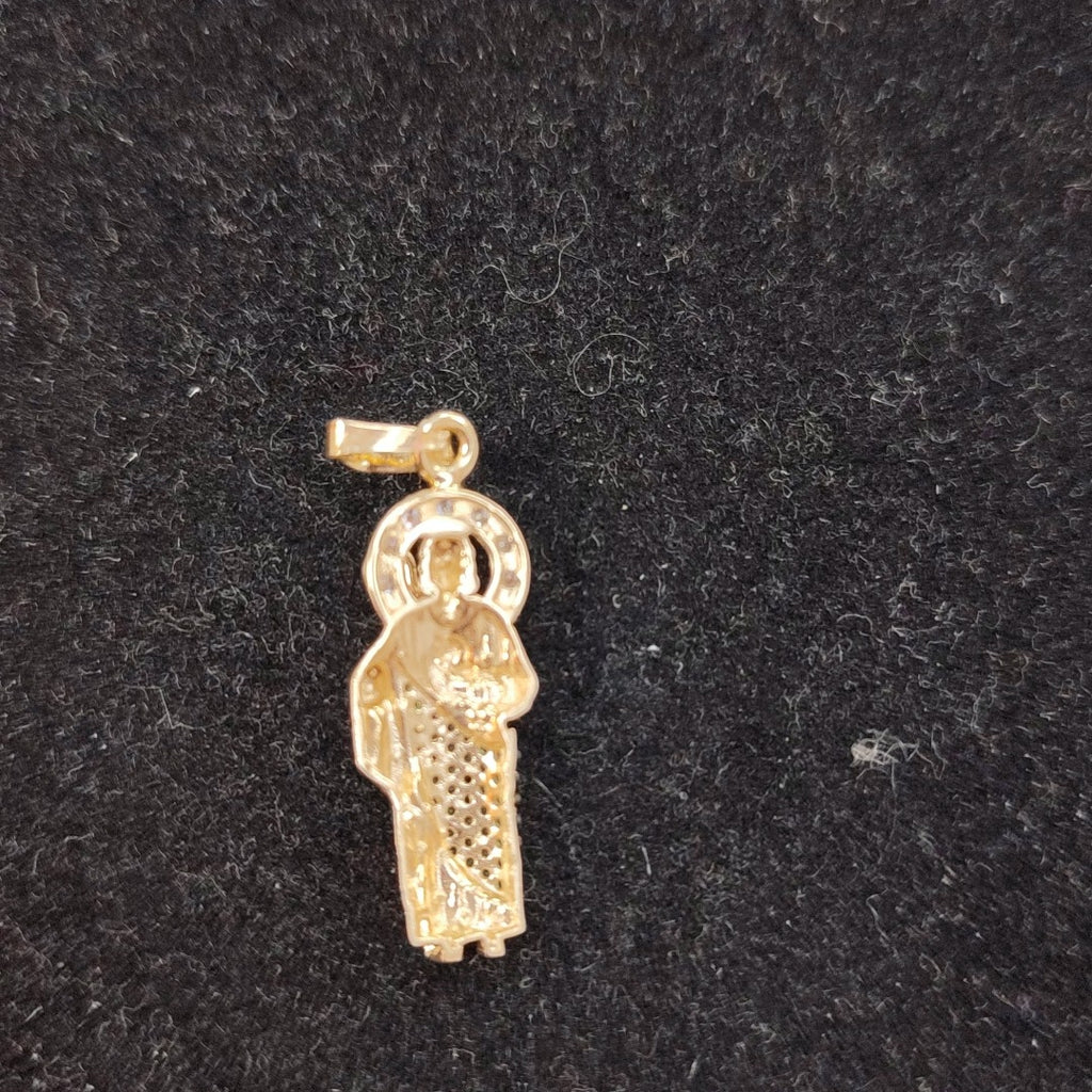 DIJE SAN JUDAS CON PIEDRAS DE COLOR 14K 1.7 GR (NUEVO)