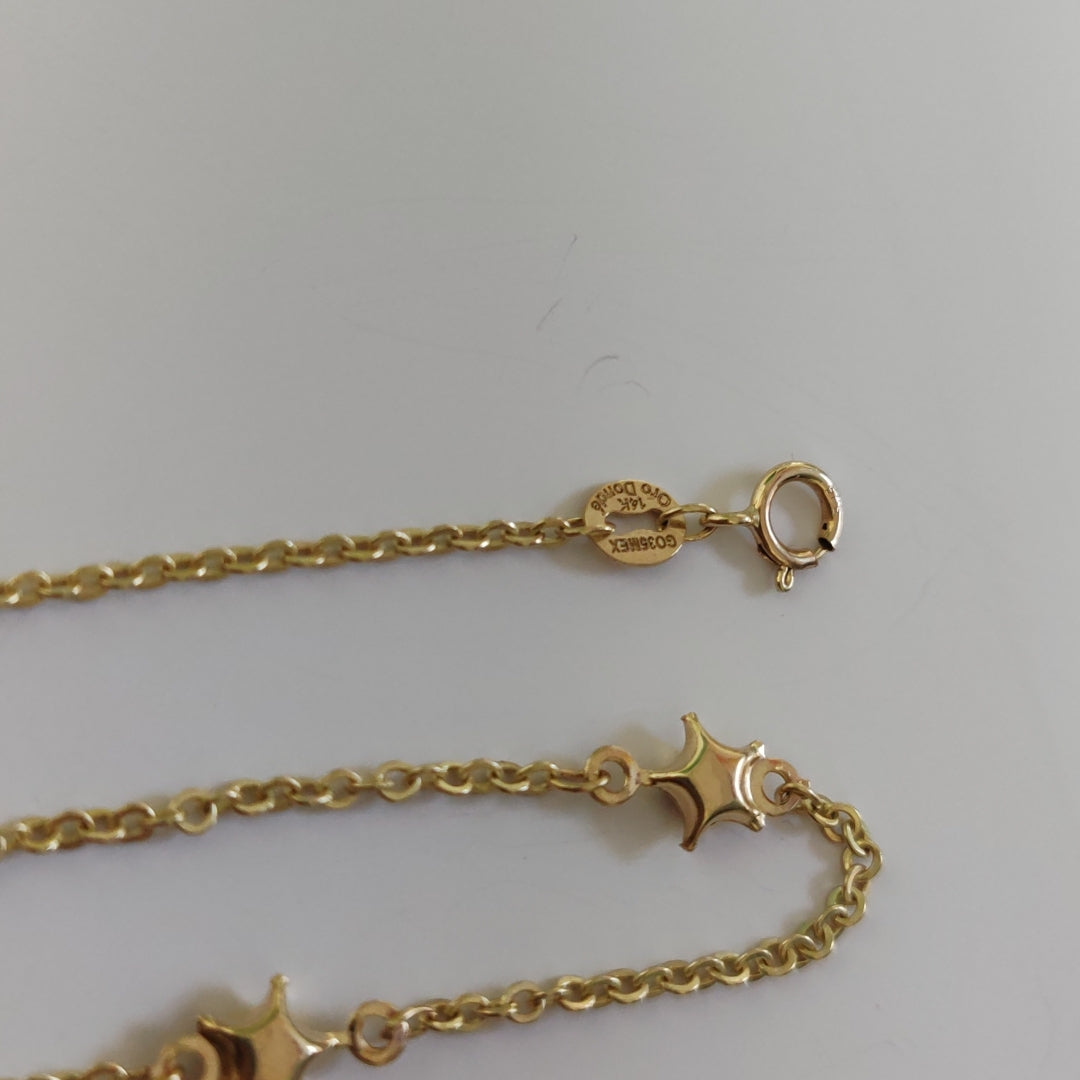 PULSERA TEJIDO ESPECIAL FIG ESTRELLA 14K 18 CM 1.3 GR PTR41 (NUEVO)