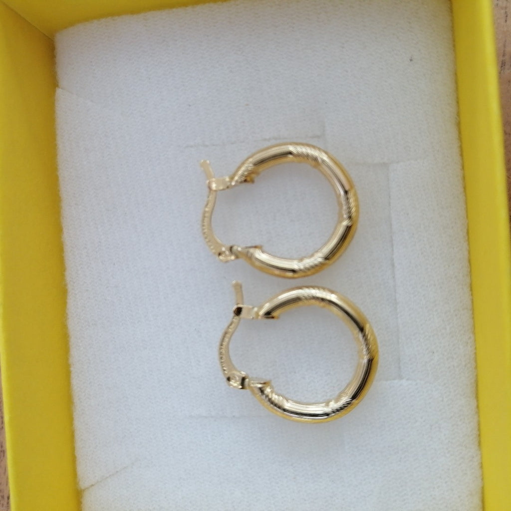ARETES TEJIDO ARRACADAS CON DISEÑO 14K 2.7 GR (NUEVO)
