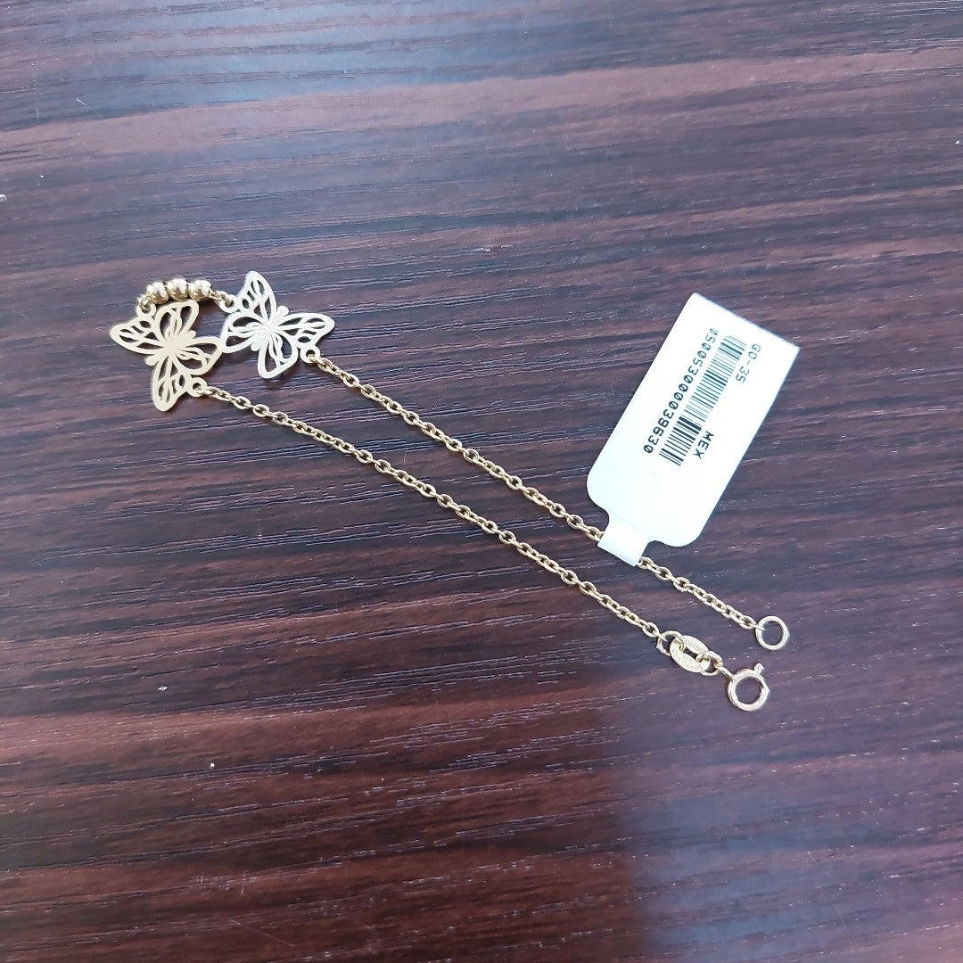 PULSERA TEJIDO ESPECIAL CON FIGURAS MARIPOSAS 14K 18 CM 2 GR PLL 30 (NUEVO)