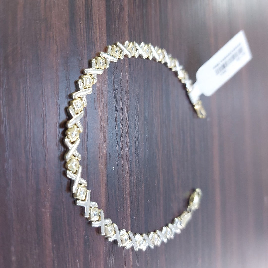 PULSERA TEJIDO XOXO COMBINADO 14K 18 CM 8.6 GR BS 21 (NUEVO)
