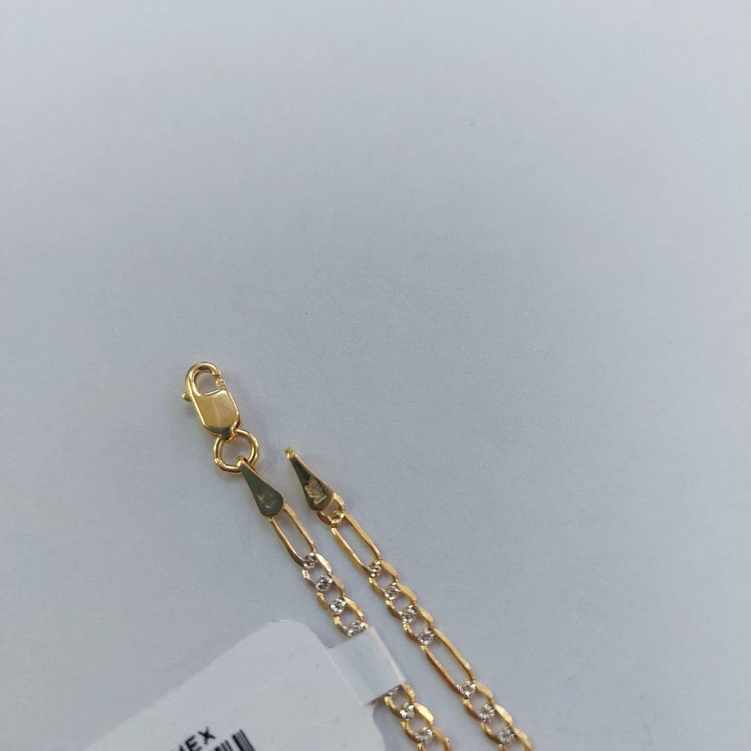 PULSERA TEJIDO 3X1 DIAMANTADA 14K 21CM 2GR FPR060 (NUEVO)