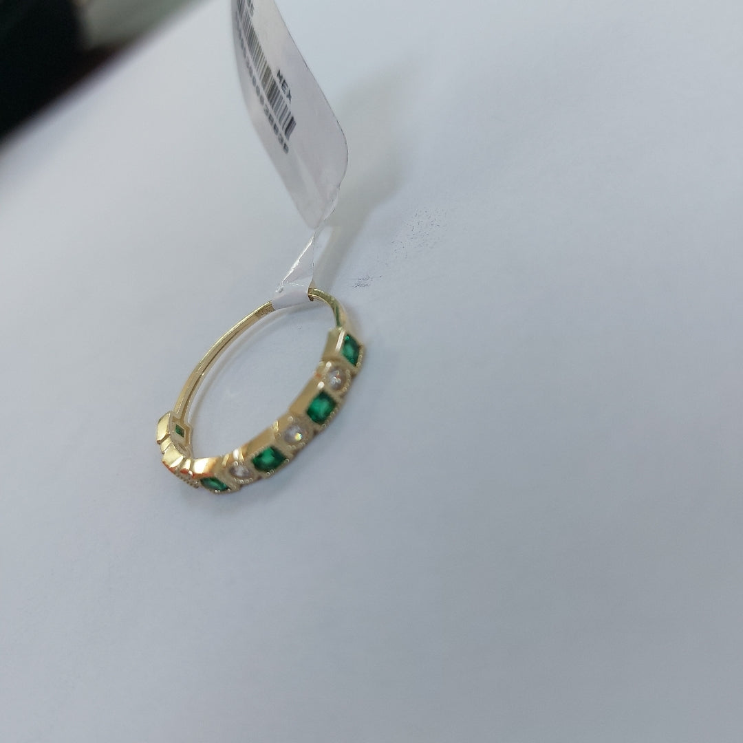 ANILLITO CON CIRCONIAS Y PIEDRAS COLOR VERDE 14K 8 TALLA 1.5 GR ADR 116 (NUEVO)