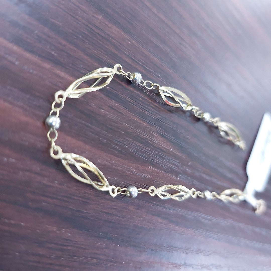 PULSERA TEJIDO ESPECIAL COMBINADO 14K 18 CM 2.6 GR PTR 50 (NUEVO)