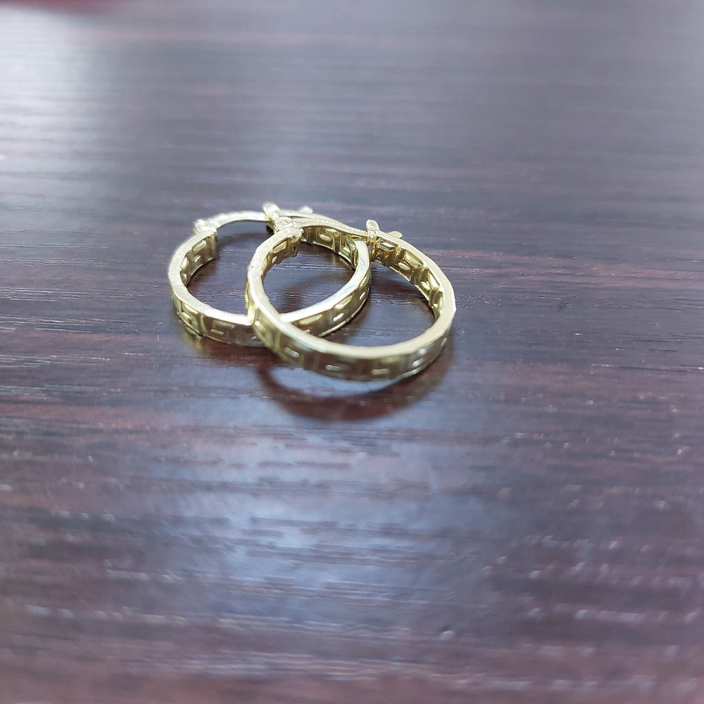 ARETES ARRACADAS CON GRECAS 14K 2.2 GR ETRE 4 (NUEVO)