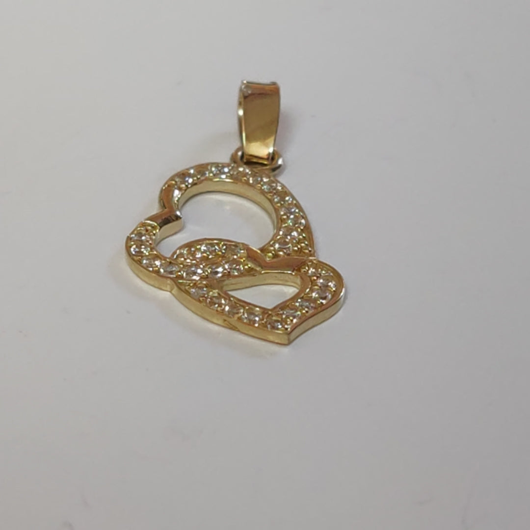DIJE CORAZONES CON CIRCONIAS 14K 1.1 GR DDR 13 (NUEVO)