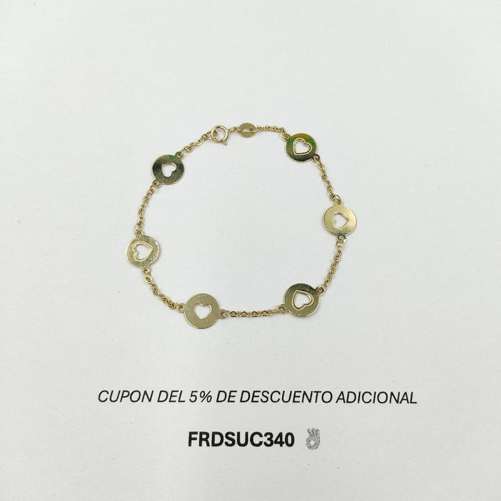 PULSERA TEJIDO CORAZON 14K 18 CM 2.4 GR PLL 24 (NUEVO)