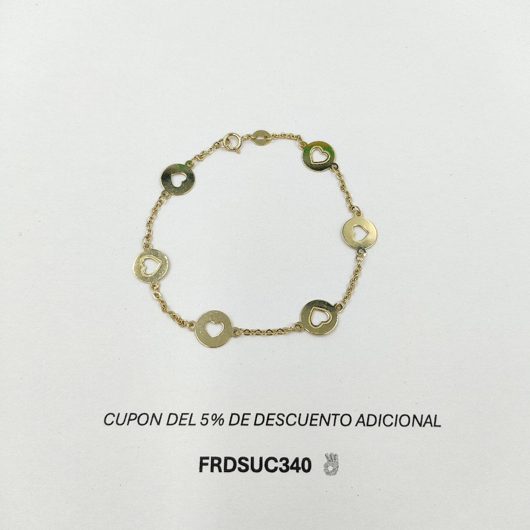 PULSERA TEJIDO CORAZON 14K 18 CM 2.4 GR PLL 24 (NUEVO)