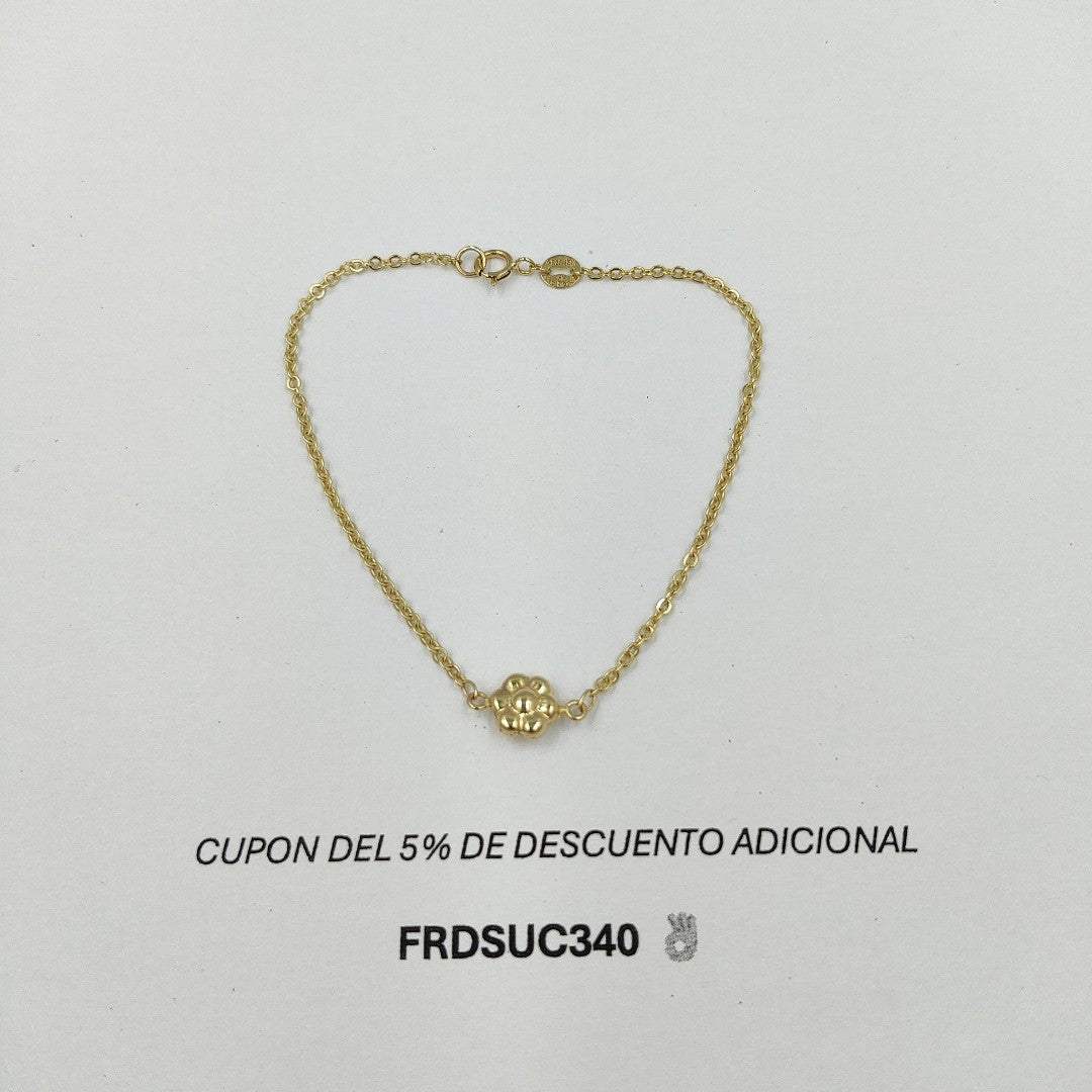 PULSERA TEJIDO ESPECIAL C FLOR 14K 18 CM 1.4 GR PTR45 (NUEVO)
