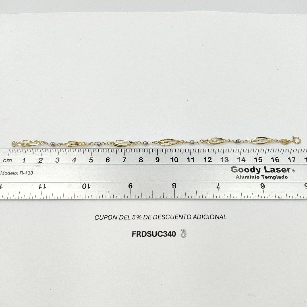 PULSERA TEJIDO ESPECIAL COMBINADO 14K 18 CM 2.6 GR PTR 50 (NUEVO)