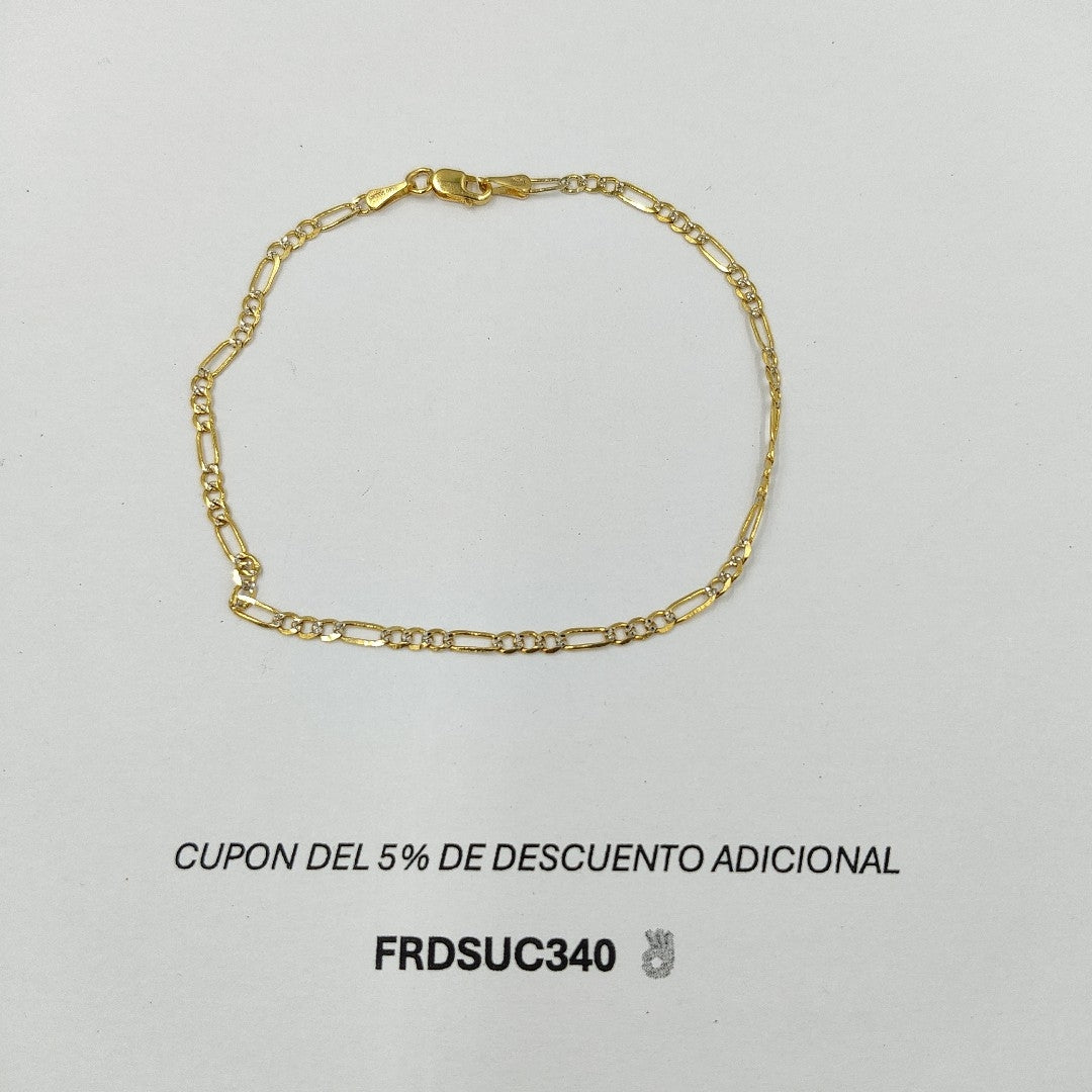 PULSERA TEJIDO 3X1 DIAMANTADA 14K 21CM 2.1GR FPR060 (NUEVO)