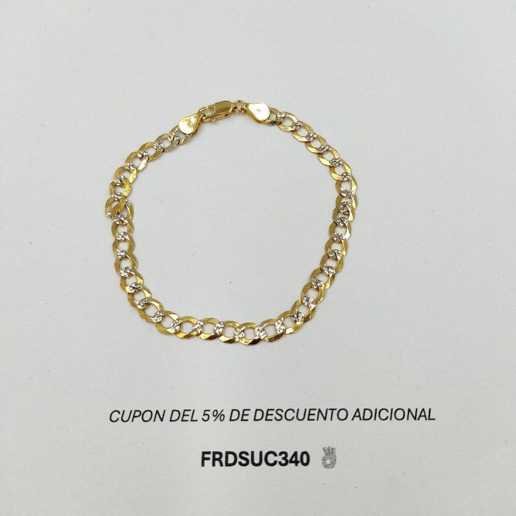 PULSERA TEJIDO BARBADA DIAMANTADA 14K 21CM 6.4GR CPR120 (NUEVO)