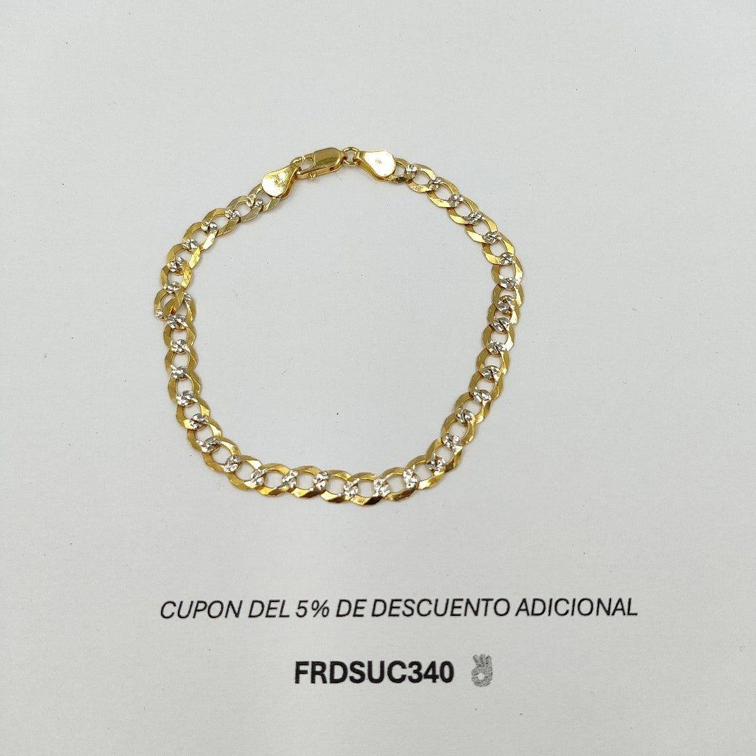 PULSERA TEJIDO BARBADA DIAMANTADA 14K 21CM 6.4GR CPR120 (NUEVO)