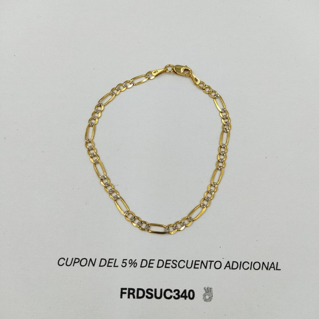 PULSERA TEJIDO 3X1 DIAMANTADA 14K 18CM 2.9GR FPR08018 (NUEVO)