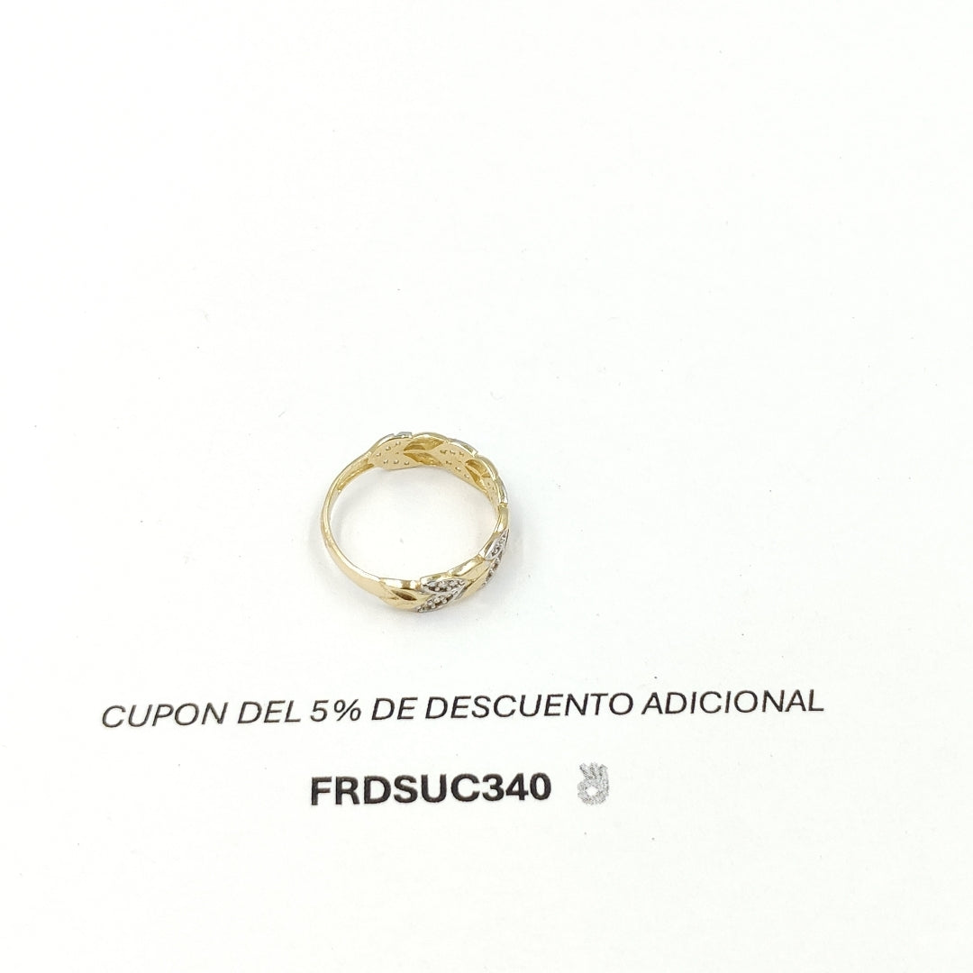 ANILLO TRENZA PIEDRA Y METAL 14K 8 TALLA 1.9 GR ADR 14 (NUEVO)