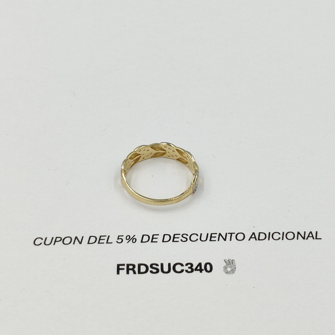 ANILLO TRENZA PIEDRA Y METAL 14K 8.5 TALLA 1.8 GR ADR 14 (NUEVO)