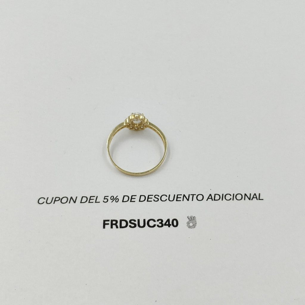 ANILLO FLOR PIEDRA OVALO 14K 9 TALLA 1.6 GR ADP 60 (NUEVO)