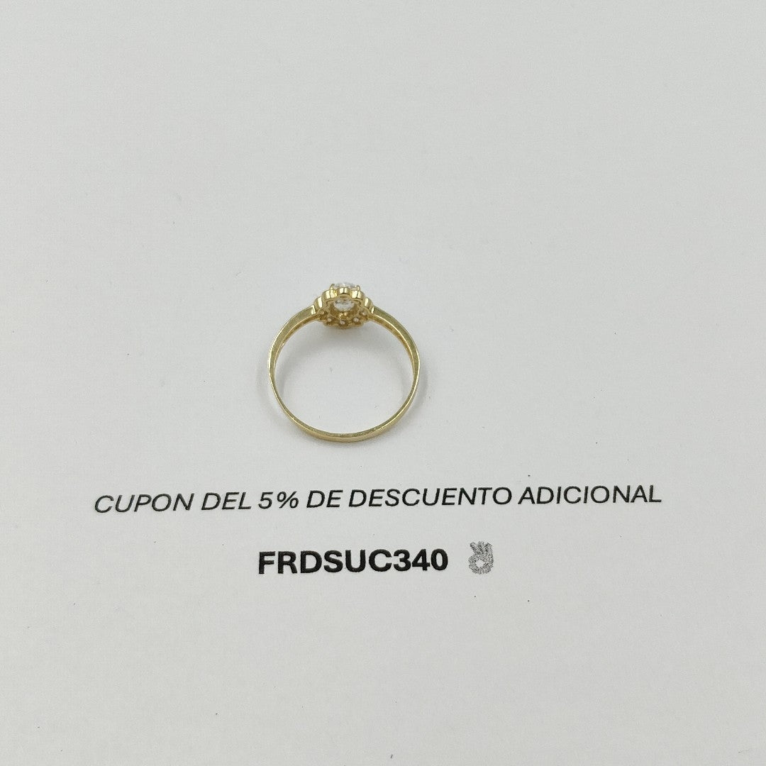 ANILLO FLOR PIEDRA OVALO 14K 9 TALLA 1.6 GR ADP 60 (NUEVO)