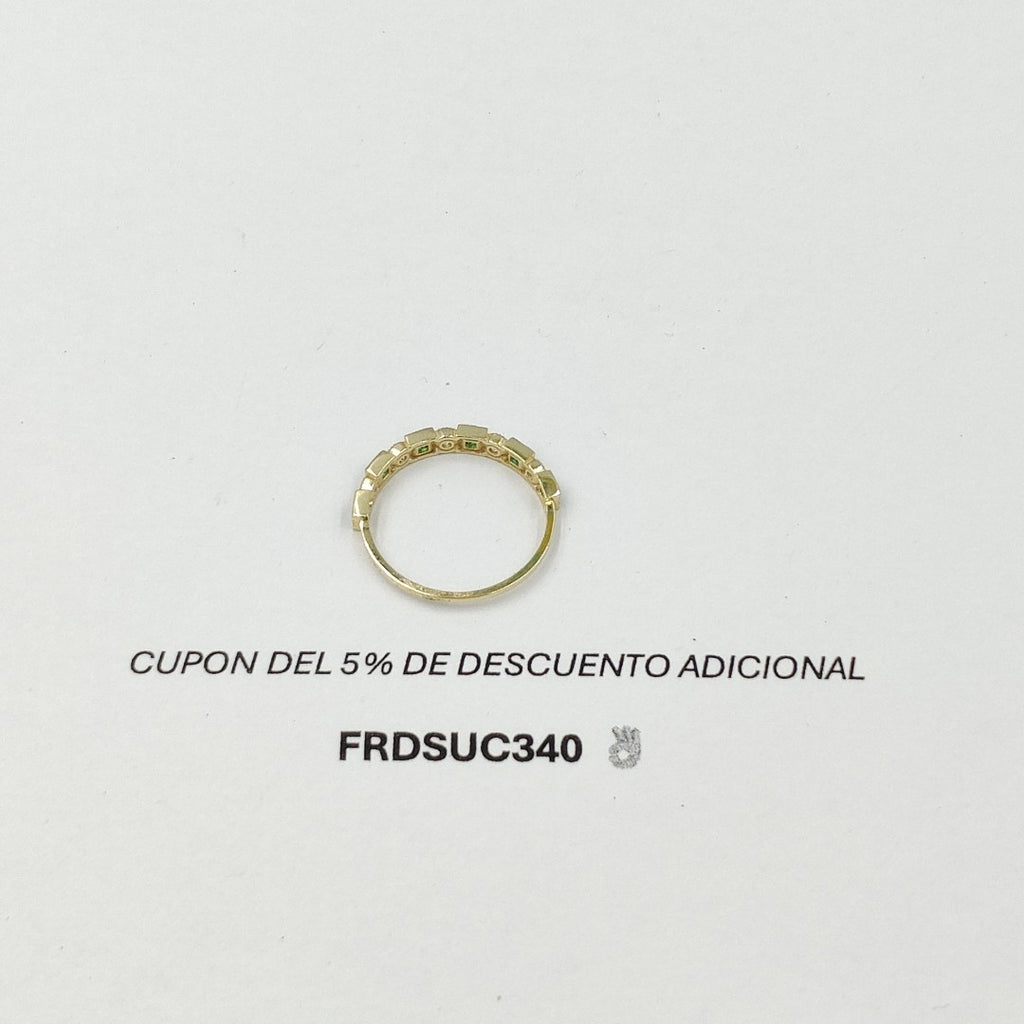 ANILLITO CON CIRCONIAS Y PIEDRAS COLOR VERDE 14K 8 TALLA 1.5 GR ADR 116 (NUEVO)