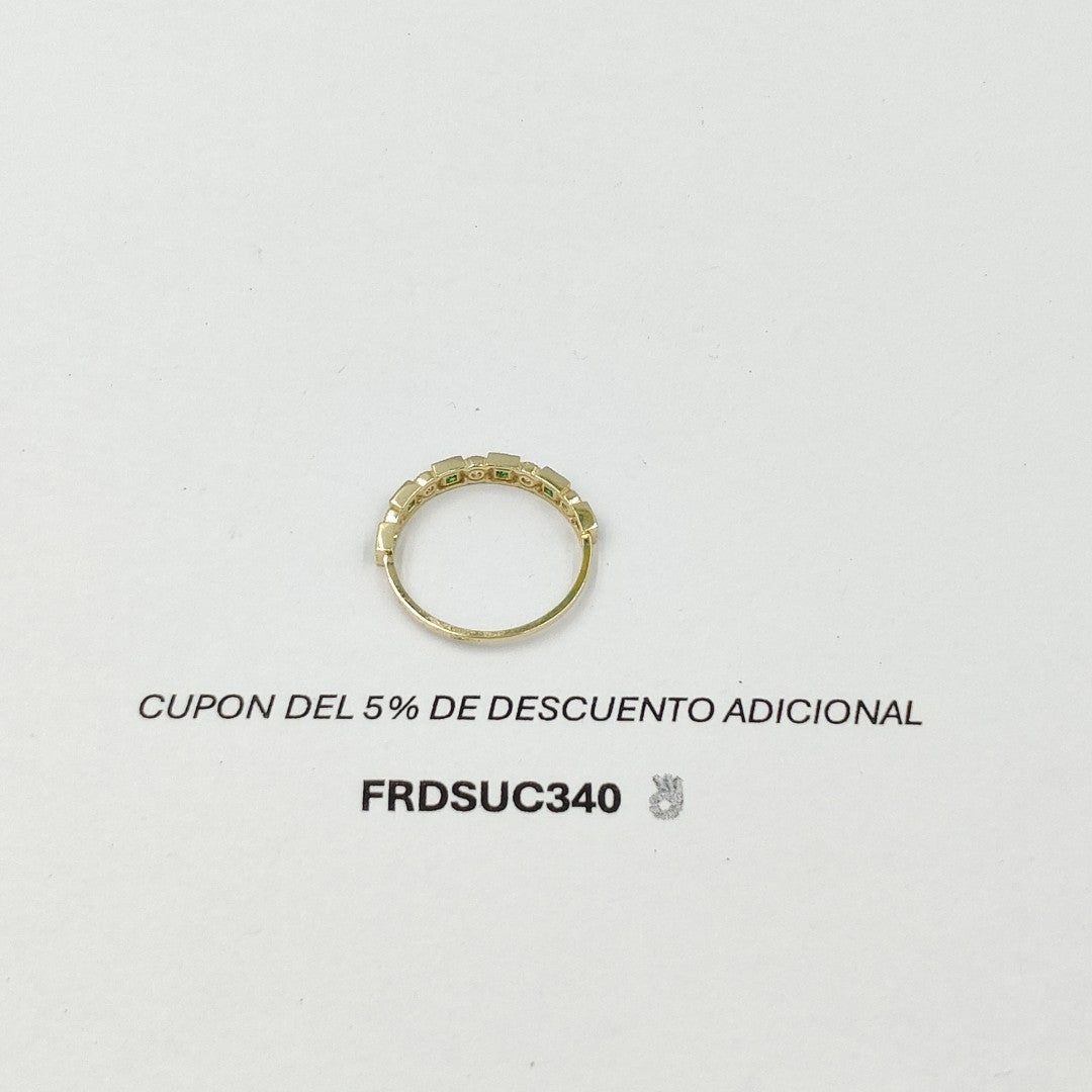 ANILLITO CON CIRCONIAS Y PIEDRAS COLOR VERDE 14K 8 TALLA 1.5 GR ADR 116 (NUEVO)