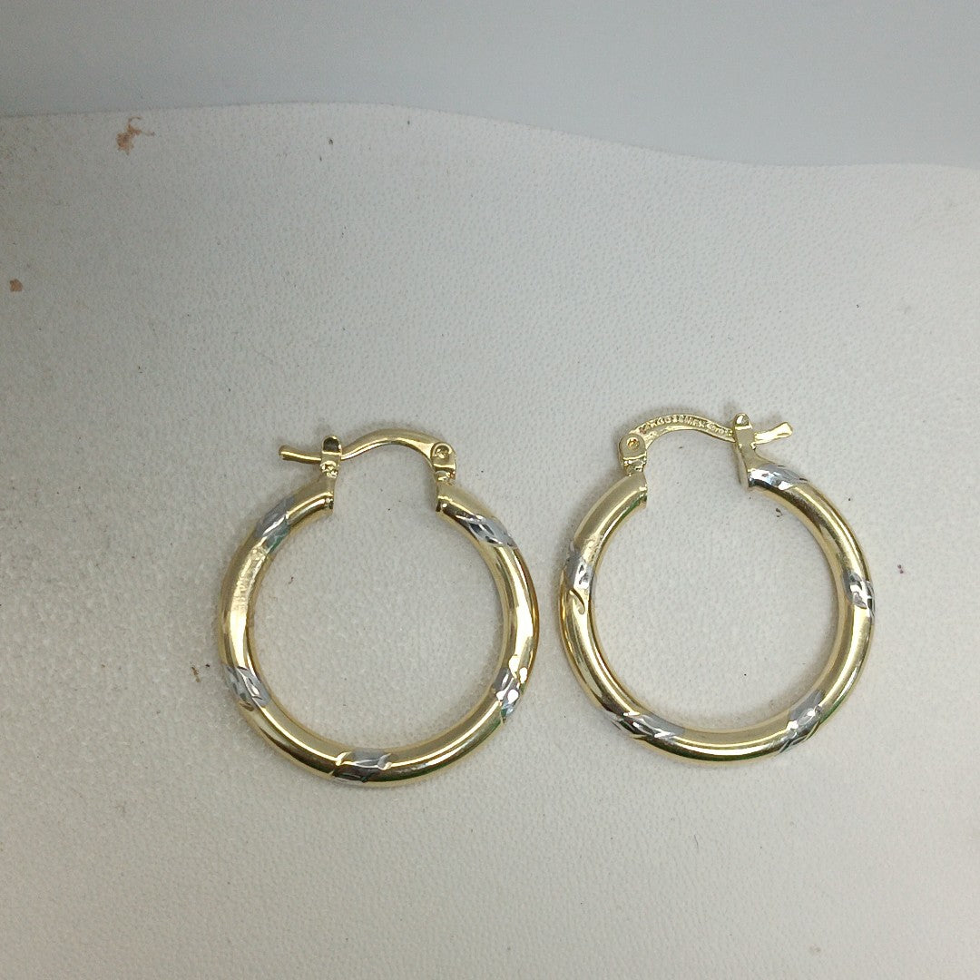 ARETES ARRACADAS MARTILLADA COMB 14K 2.1 GR ET 10 (NUEVO)