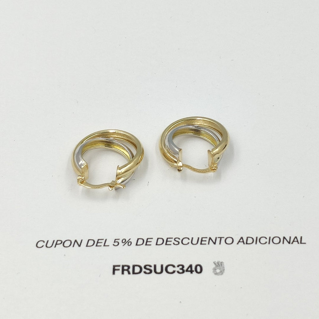 ARETES ARRACADAS DOBLE COMBINADA 14K 4 GR 02008FO (NUEVO)