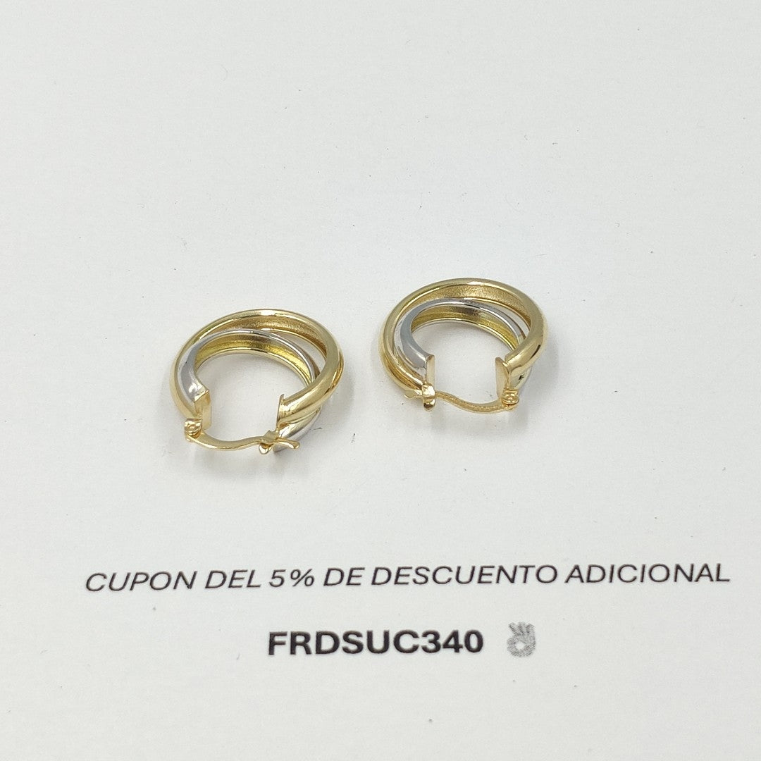 ARETES ARRACADAS DOBLE COMBINADA 14K 4 GR 02008FO (NUEVO)
