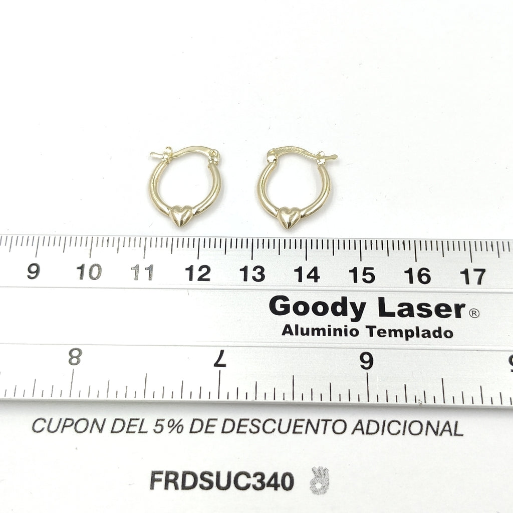ARETES ARRACADAS FIG CORAZON 14K 1.1 GR AC 61 (NUEVO)