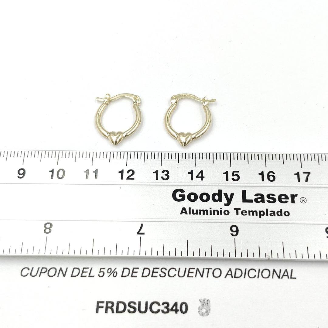 ARETES ARRACADAS FIG CORAZON 14K 1.1 GR AC 61 (NUEVO)