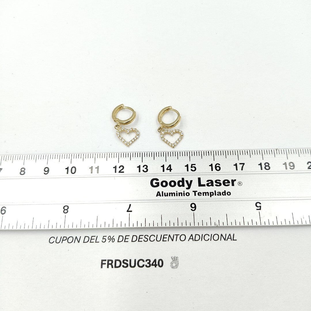 ARETES FIG CORAZON C CIRCONIAS 10K 1.8 GR (NUEVO)