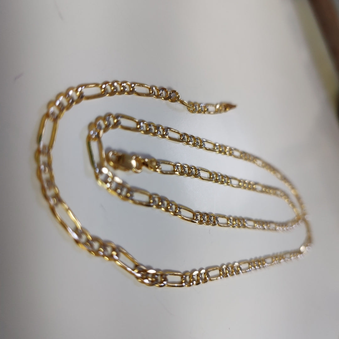 CADENA TEJIDO 3X1 DIAMANTADA 14K 55CM 7.8GR FPR080 (NUEVO)