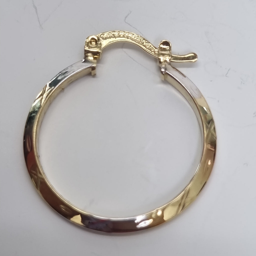 ARETES TEJIDO ARRACADAS BISELADAS COMBINADAS 14K 1.4 GR (NUEVO)