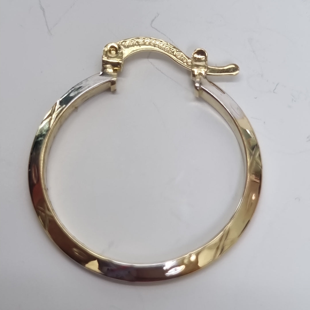 ARETES TEJIDO ARRACADAS BISELADAS COMBINADAS 14K 1.4 GR (NUEVO)