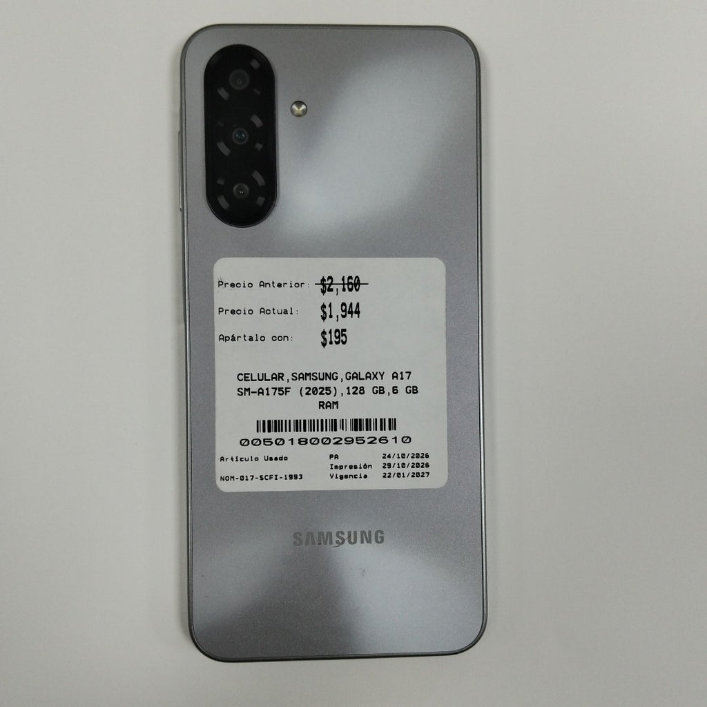 CELULAR SAMSUNG GALAXY A17 SM-A175F (2025) 128 GB 6 GB RAM (SEMINUEVO)