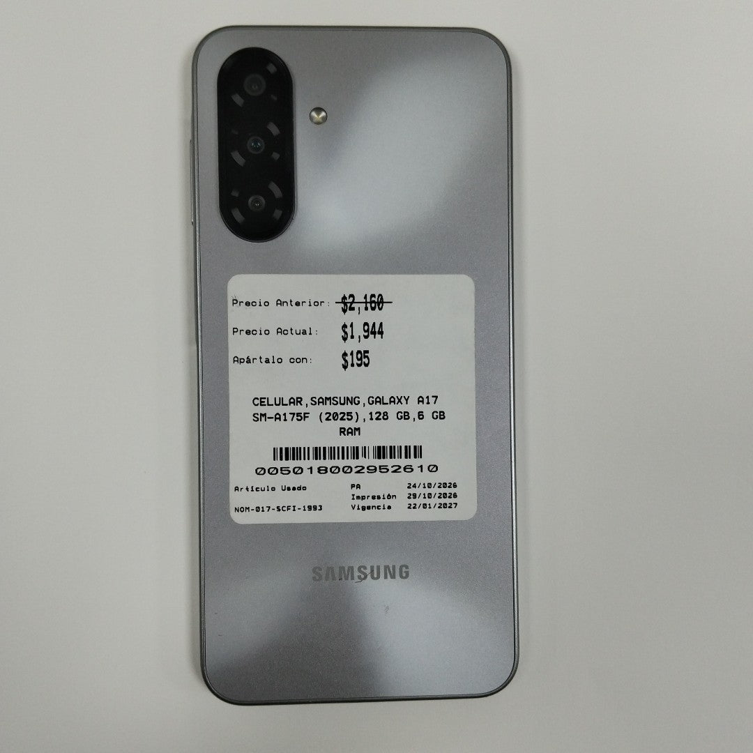 CELULAR SAMSUNG GALAXY A17 SM-A175F (2025) 128 GB 6 GB RAM (SEMINUEVO)